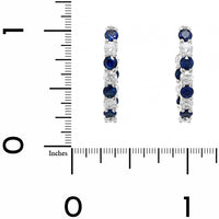 18K White Gold .75" Inside Out Round Sapphire and Diamond Hoop Earrings