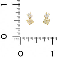 18K Yellow Gold 2 Stone Yellow Sapphire and Diamond Stud Earrings
