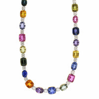 Platinum Multi Sapphire and Diamond Necklace