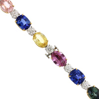 Platinum Multi Sapphire and Diamond Necklace