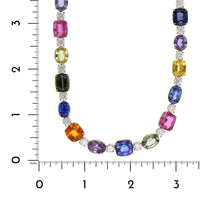 Platinum Multi Sapphire and Diamond Necklace