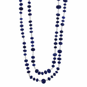 Platinum Sapphire and Diamond Bead Necklace