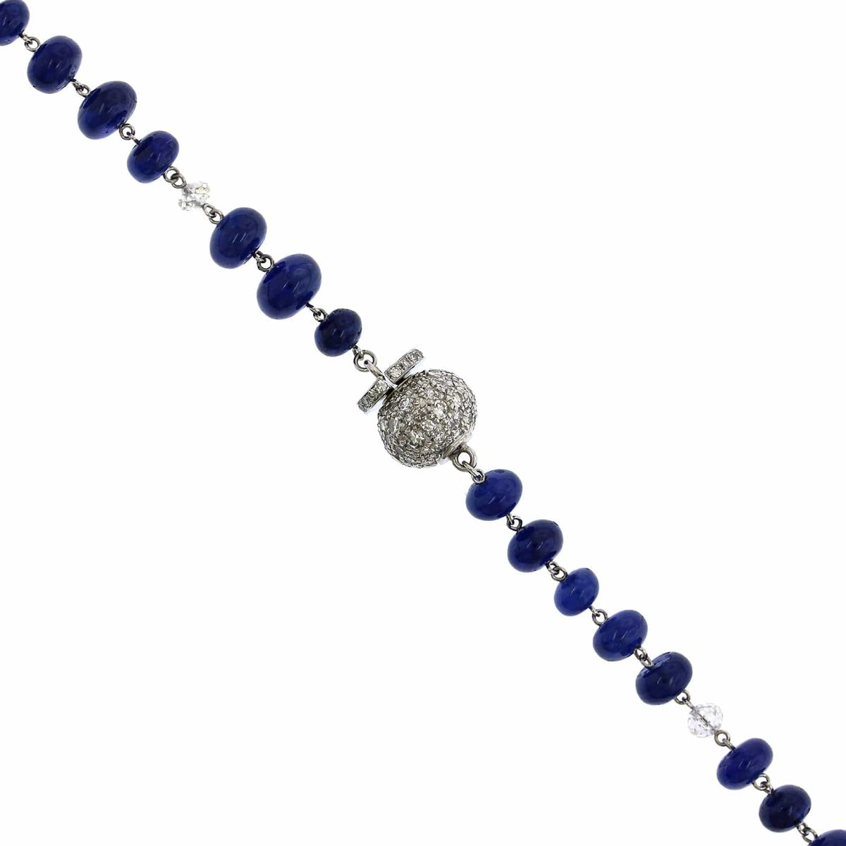 Eclat Jewels Platinum Sapphire and Diamond Bead Necklace