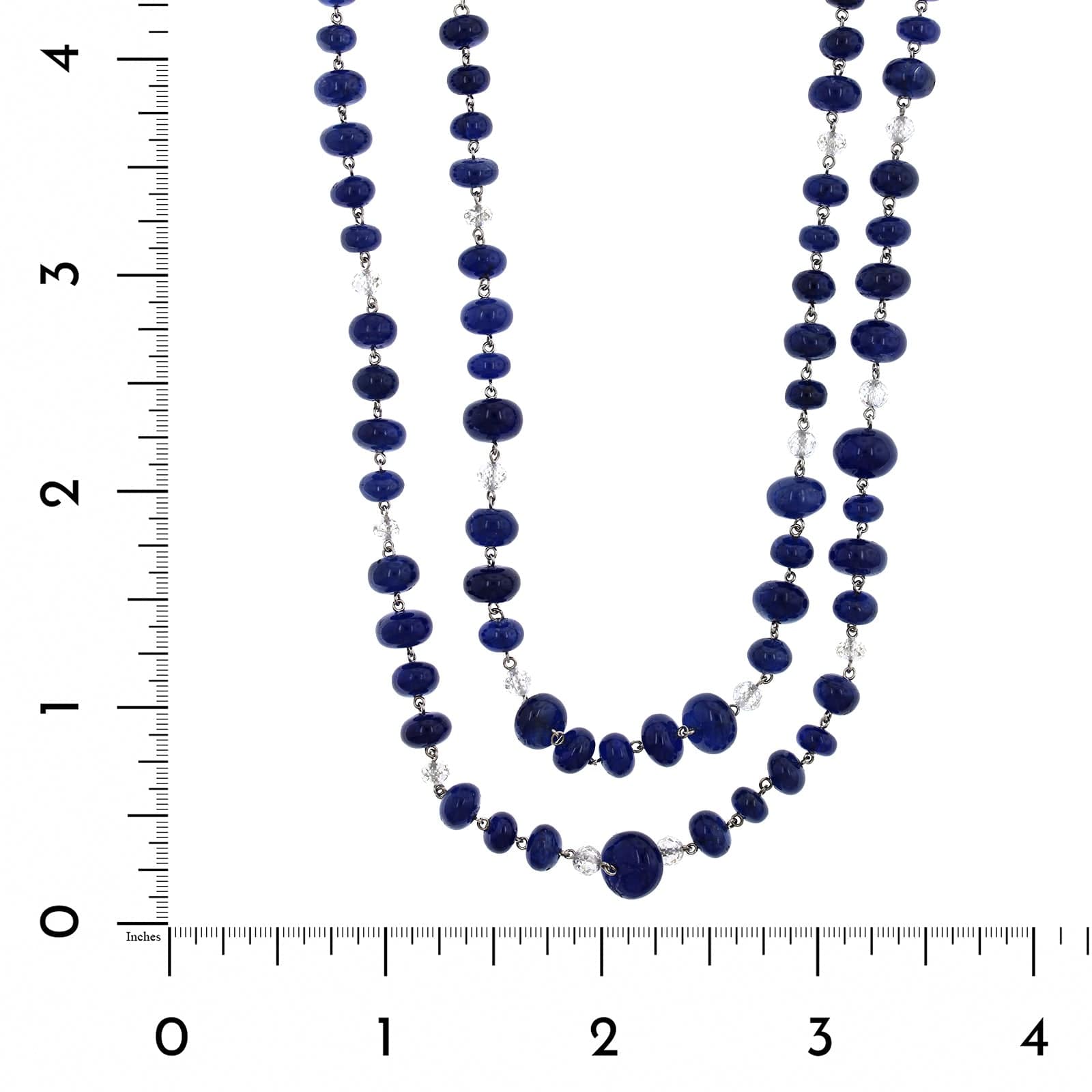 Eclat Jewels Platinum Sapphire and Diamond Bead Necklace
