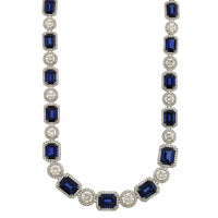 Platinum Blue Sapphire and Diamond Necklace