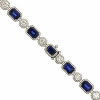 Platinum Blue Sapphire and Diamond Necklace