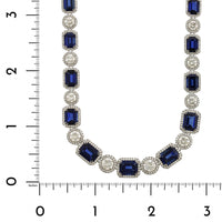Platinum Blue Sapphire and Diamond Necklace