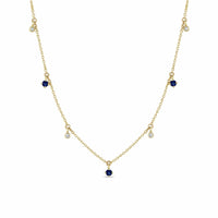 Zoe Chicco 14K Yellow Gold Blue Sapphire and Diamond Dangle Necklace