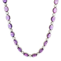 Bayco Platinum Diamond and Rose Cut Purple Sapphire Necklace