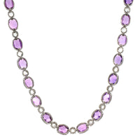 Bayco Platinum Diamond and Rose Cut Purple Sapphire Necklace