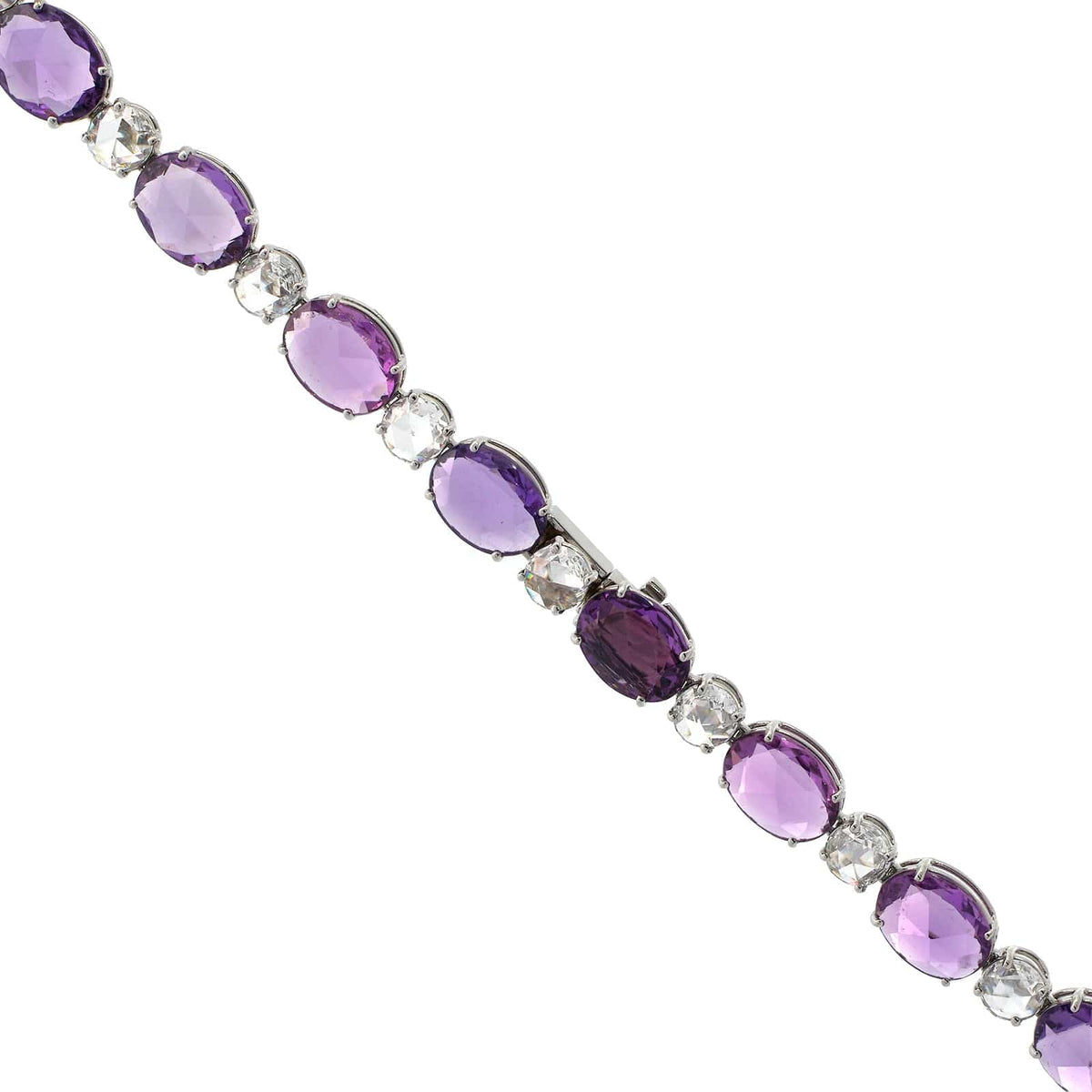 Bayco Platinum Diamond and Rose Cut Purple Sapphire Necklace