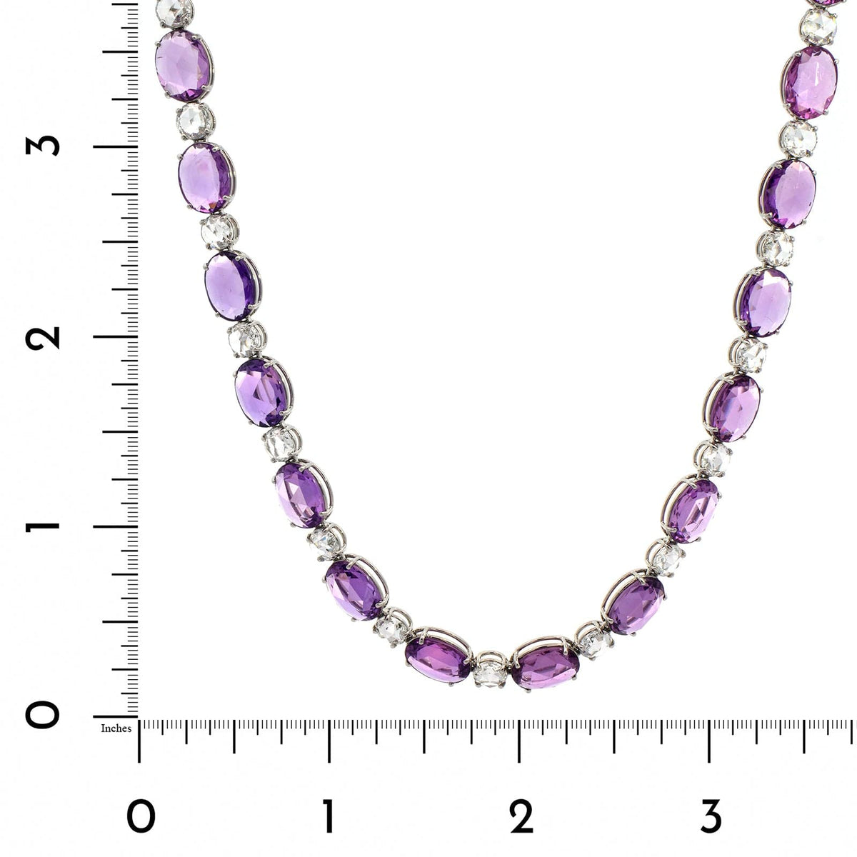 Bayco Platinum Diamond and Rose Cut Purple Sapphire Necklace