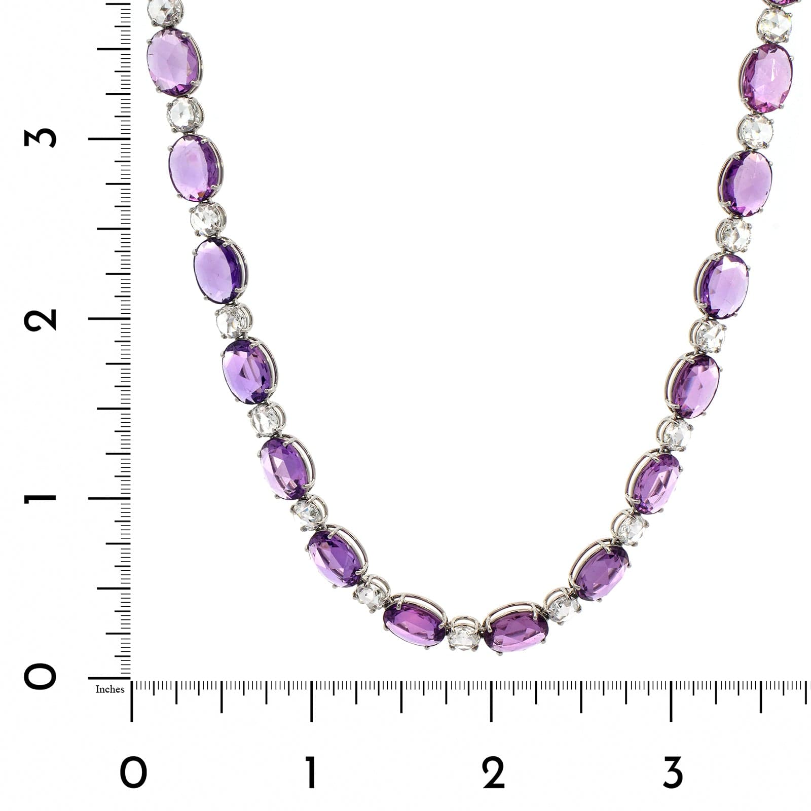 Bayco Platinum Diamond and Rose Cut Purple Sapphire Necklace