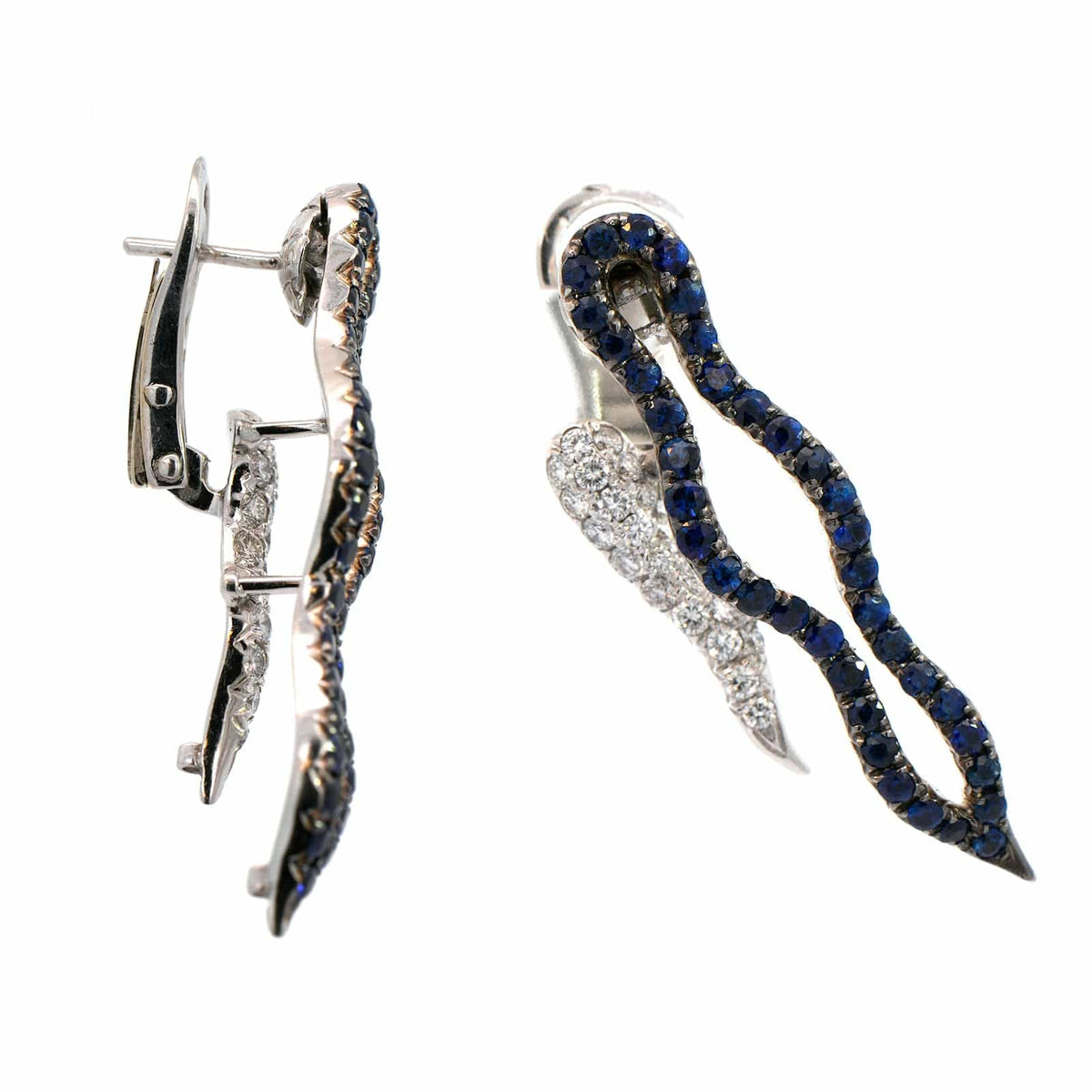 Eclat Jewels 18K White Gold Sapphire and Diamond Necklace Earring Set
