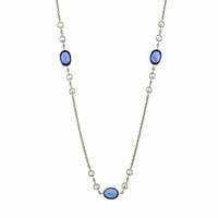 Platinum Blue Sapphire and Diamonds By The Yard Necklace