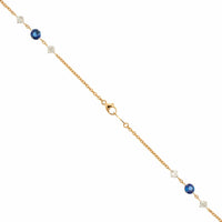 18K Yellow Gold Round Sapphire and Diamond By The Yard Necklace