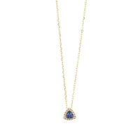 14K Yellow Gold Trillion Cut Blue Sapphire and Diamond Necklace