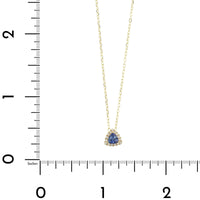 14K Yellow Gold Trillion Cut Blue Sapphire and Diamond Necklace