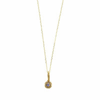 14K Yellow Gold Round Blue Sapphire and Diamond Necklace