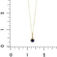 14K Yellow Gold Round Blue Sapphire and Diamond Necklace