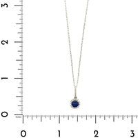 14K White Gold Round Blue Sapphire and Diamond Necklace
