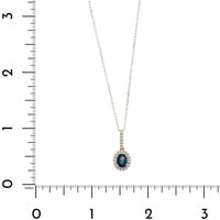 14K White Gold Oval Blue Sapphire and Diamond Necklace