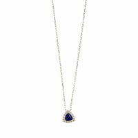 14K White Gold Trillion Cut Blue Sapphire and Diamond Necklace