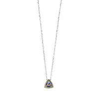14K White Gold Trillion Cut Blue Sapphire and Diamond Necklace