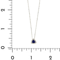 14K White Gold Trillion Cut Blue Sapphire and Diamond Necklace