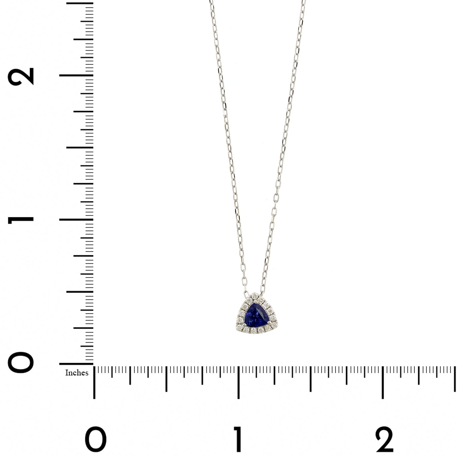 14K White Gold Trillion Cut Blue Sapphire and Diamond Necklace