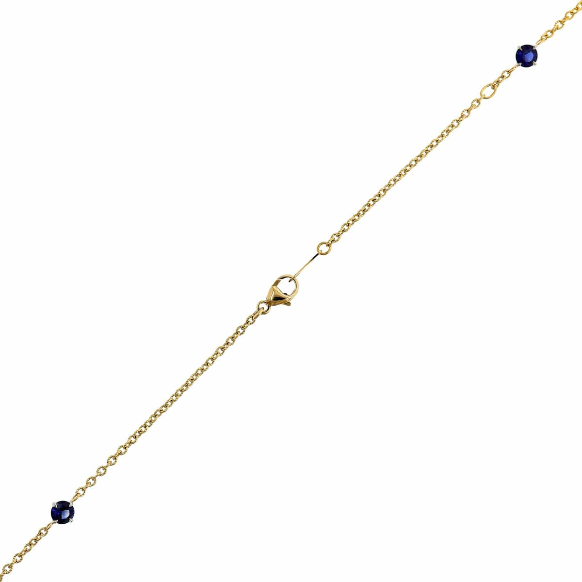 18K Yellow Gold Round Sapphire and Oval Diamond By The Yard Necklace