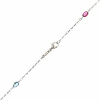 Platinum Multi Colored Sapphire and Rose Cut Diamond Necklace