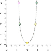 Platinum Multi Colored Sapphire and Rose Cut Diamond Necklace