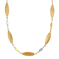 Marco Bicego Lunaria Twist 18K Yellow Gold 17" Colored Sapphire and Brown Diamond Necklace
