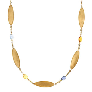 Marco Bicego Lunaria Twist 18K Yellow Gold 17" Colored Sapphire and Brown Diamond Necklace