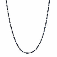 18K White Gold Alternating Blue Sapphire and Diamond Necklace