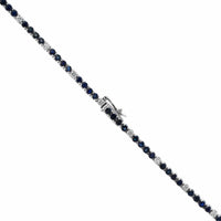 18K White Gold Alternating Blue Sapphire and Diamond Necklace