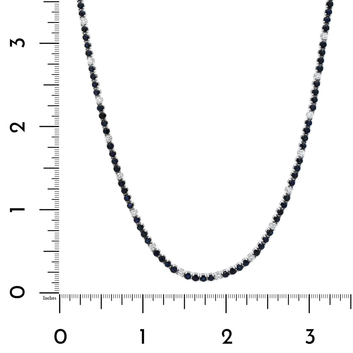 18K White Gold Alternating Blue Sapphire and Diamond Necklace