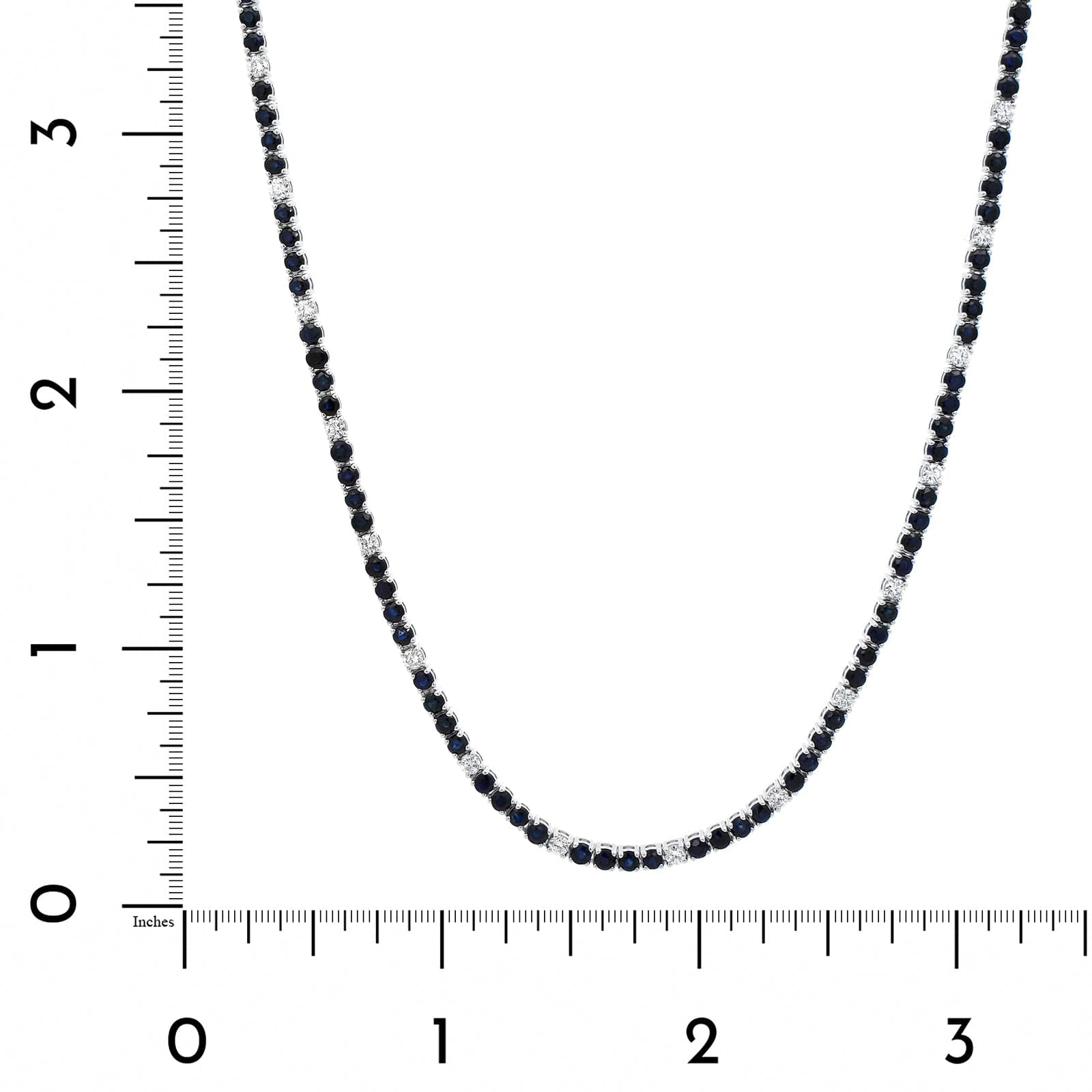 18K White Gold Alternating Blue Sapphire and Diamond Necklace