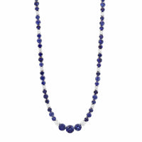 Bayco Platinum Diamond and Round Sapphire Necklace