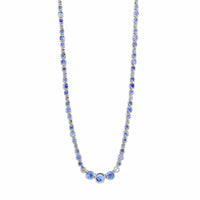 Bayco Platinum Diamond and Round Sapphire Necklace