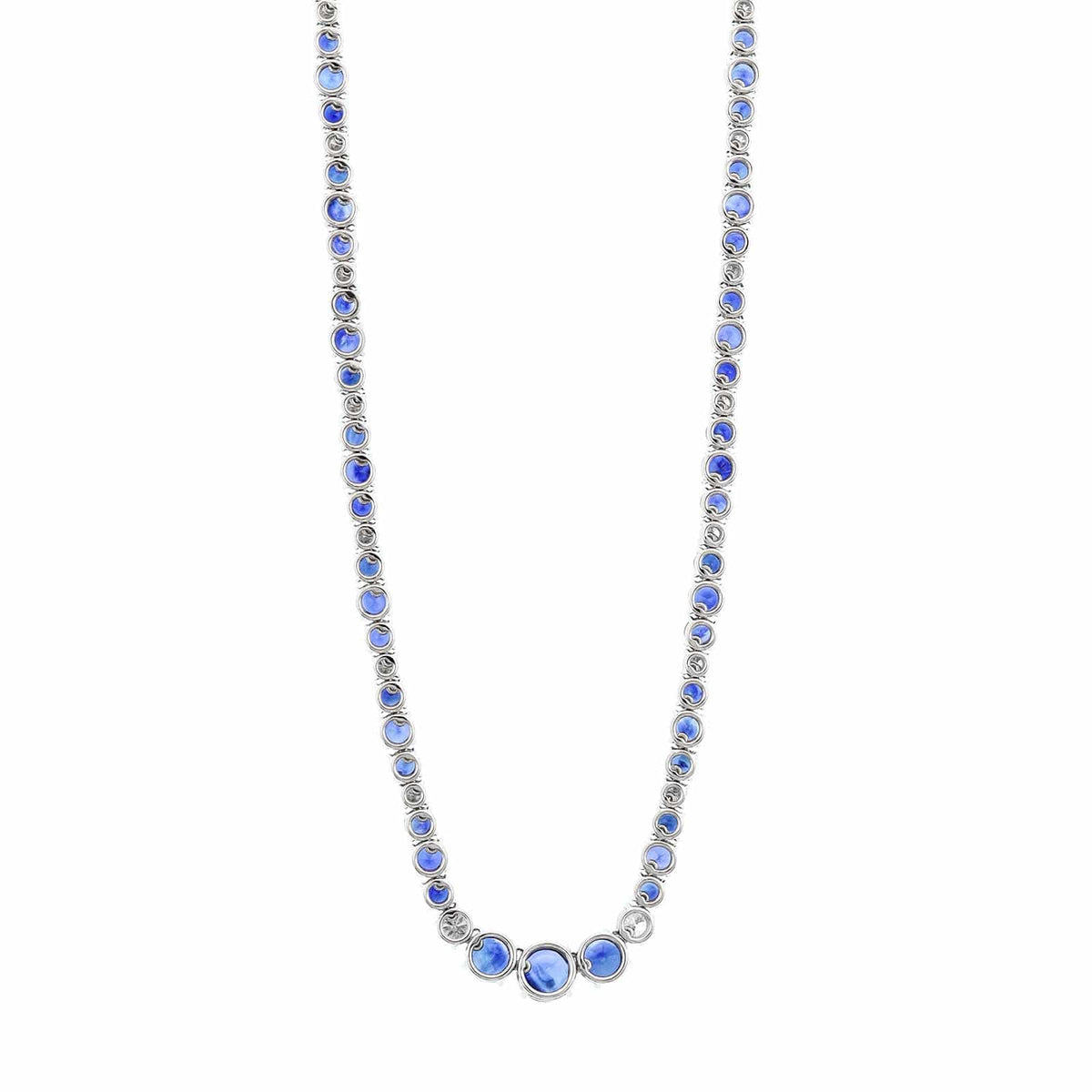 Bayco Platinum Diamond and Round Sapphire Necklace