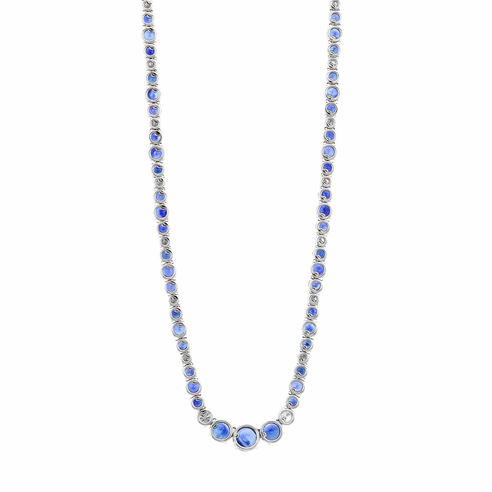 Bayco Platinum Diamond and Round Sapphire Necklace