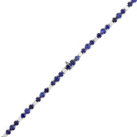 Bayco Platinum Diamond and Round Sapphire Necklace