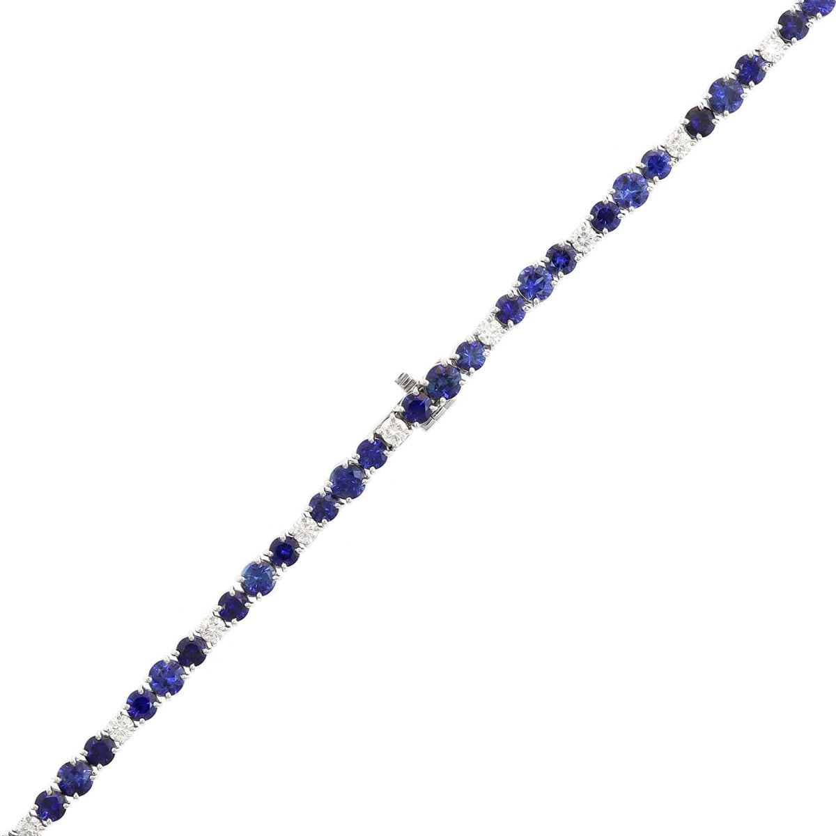 Bayco Platinum Diamond and Round Sapphire Necklace