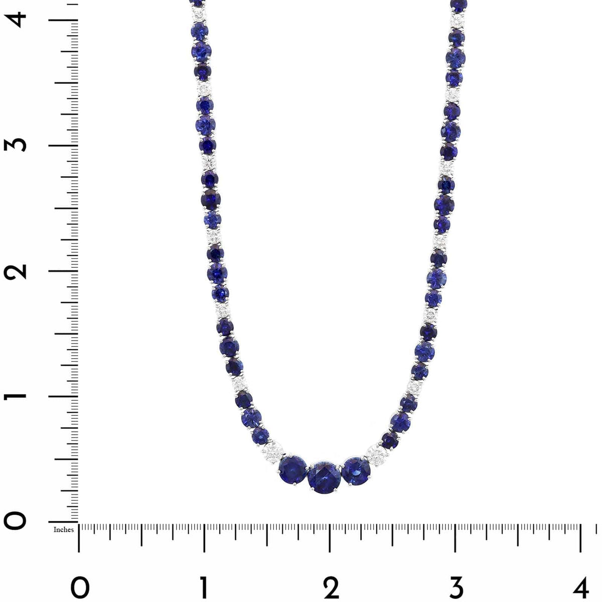 Bayco Platinum Diamond and Round Sapphire Necklace