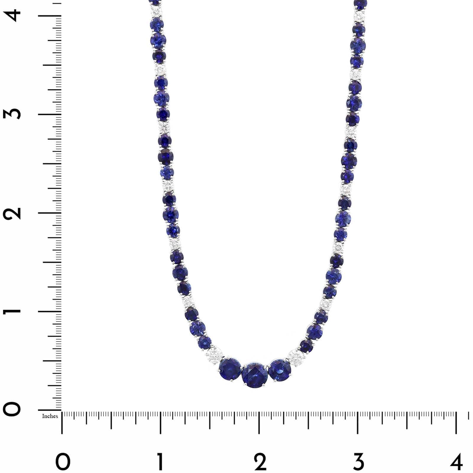 Bayco Platinum Diamond and Round Sapphire Necklace