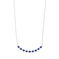 18K White Gold Diamond and Sapphire Curve Necklace