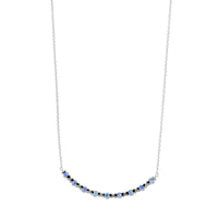 18K White Gold Diamond and Sapphire Curve Necklace