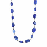 Eclat Jewels Platinum Sapphire and Diamond Bead Necklace